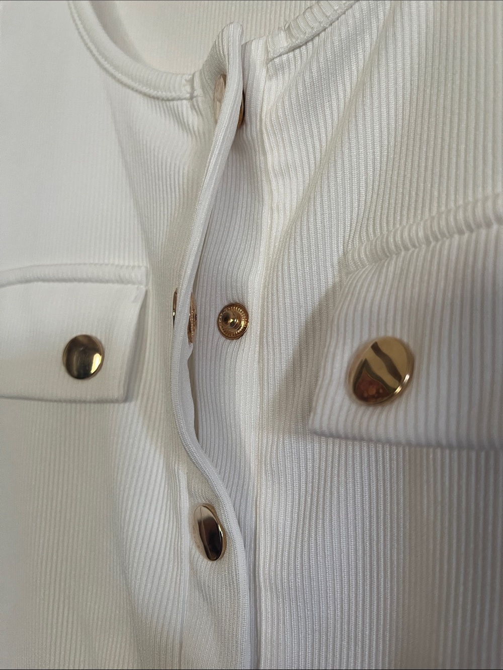SHEIN White Ribbed Tank with Gold-Tone Buttons - Picture 8 of 8